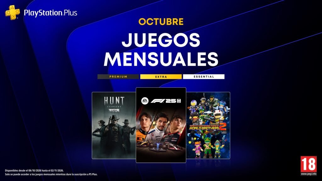 PlayStation Plus anuncia sus juegos mensuales de octubre: F1 25, Hunt: Showdown 1896 y Earth Defense Force: World Brothers 2